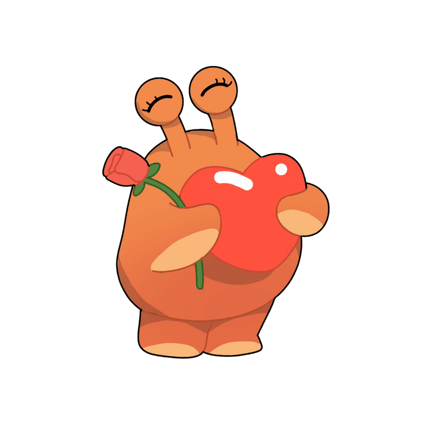 Monstre mascot with rose
